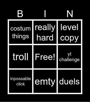 resent tap Bingo Card