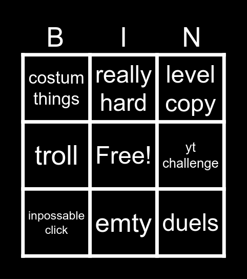 resent tap Bingo Card