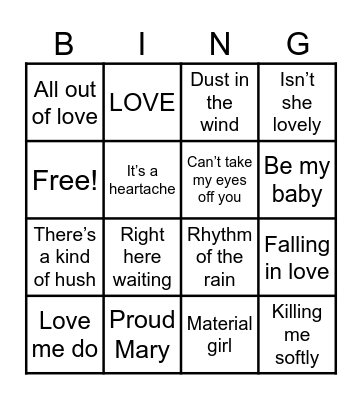 Music Bingo Card