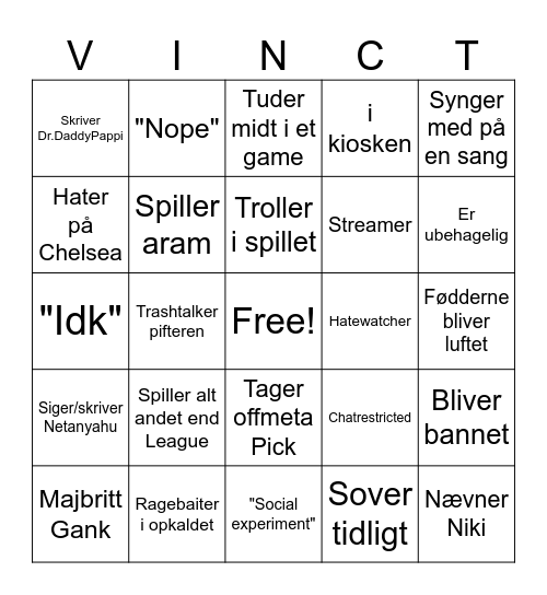 Vincito Bingo Card