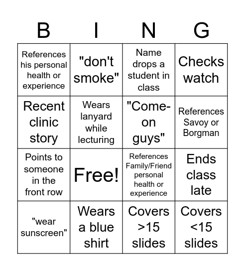 McGriddle Bingo Card