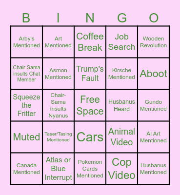 Nyanus Stream Bingo Card