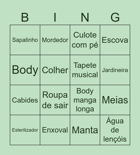 BINGO do Benício Bingo Card