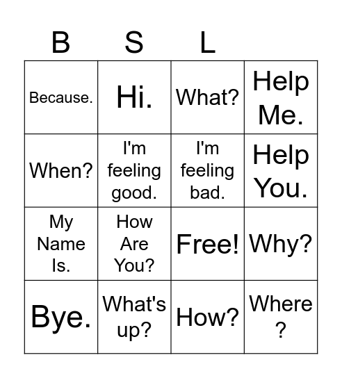 Questions Bingo Card