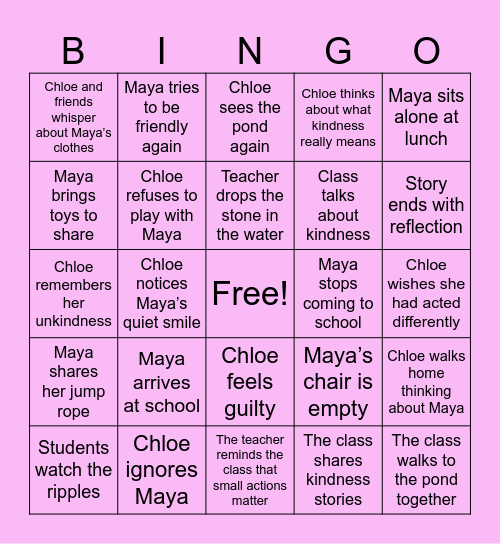 Kindness Bingo Card