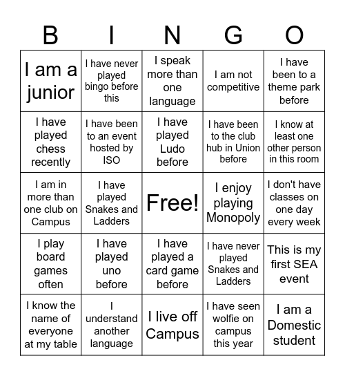 ISO Bingo Card