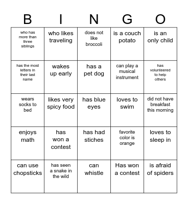 Find Someone Who... Bingo Card