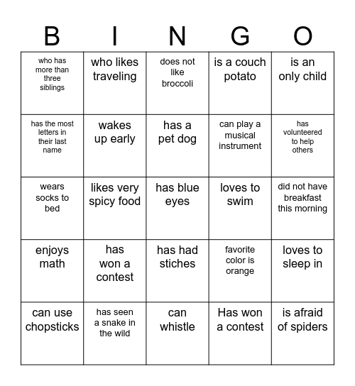 Find Someone Who... Bingo Card