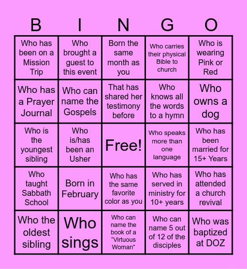 Moo Moos & Mocktails - Getting To Know You Bingo Card