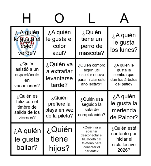 Nos conocemos en la Obispo Esquiú!! Bingo Card