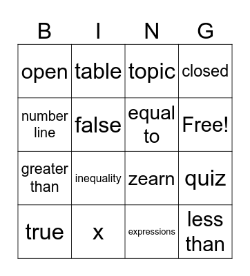 Live Classroom 2/26 Bingo Card