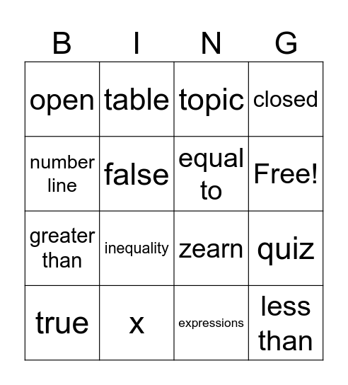 Live Classroom 2/26 Bingo Card