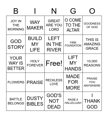 CHRISTIAN MUSIC BINGO Card