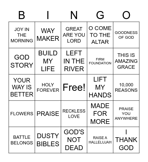 CHRISTIAN MUSIC BINGO Card
