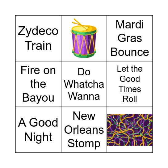 Mardi Gras Bingo Card
