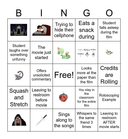 Film Studies Class Habits (SECRET BINGO SHHH) Bingo Card