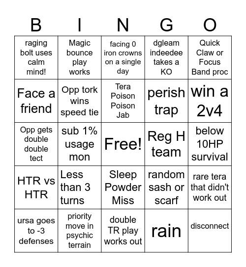 GC Bingo Card