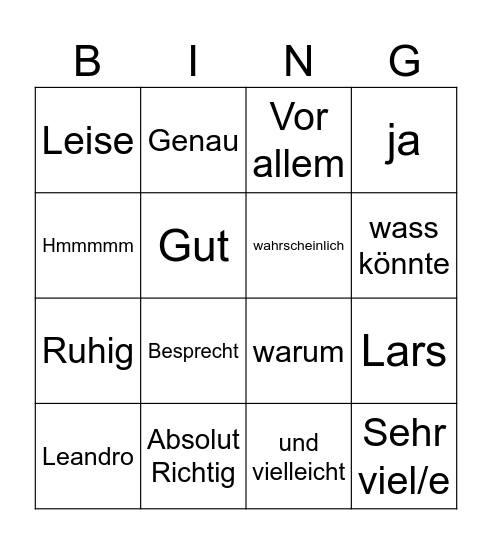 Marquart Bingo Card
