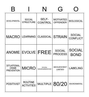 CJ THEORY Bingo Card