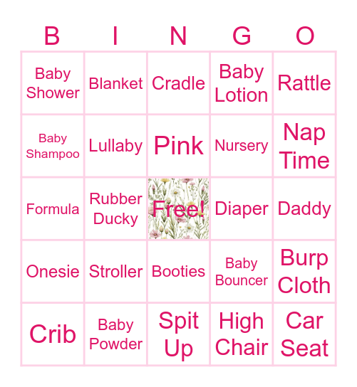 Baby Girl Bingo Card