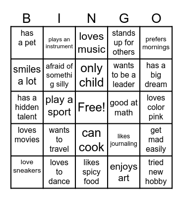 Girl Talk BINGO Card