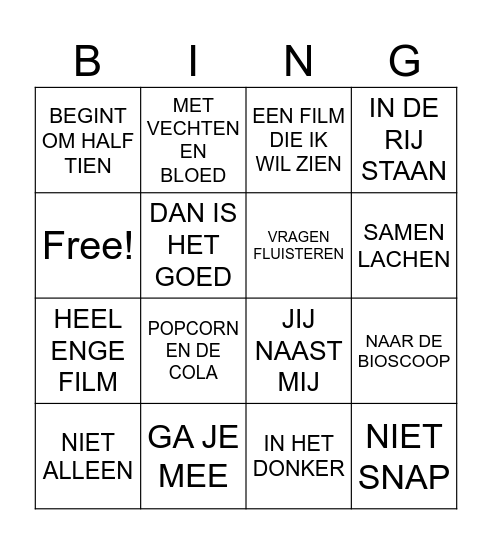 Plein 16 thema 9: ga je mee Bingo Card