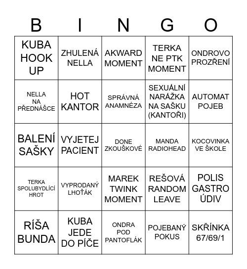 Medické magické BINGO (2026) Bingo Card