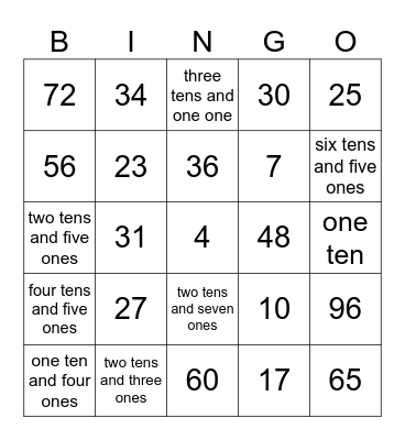 Place Value Bingo Card