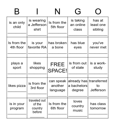 "Find someone who..." Bingo Card