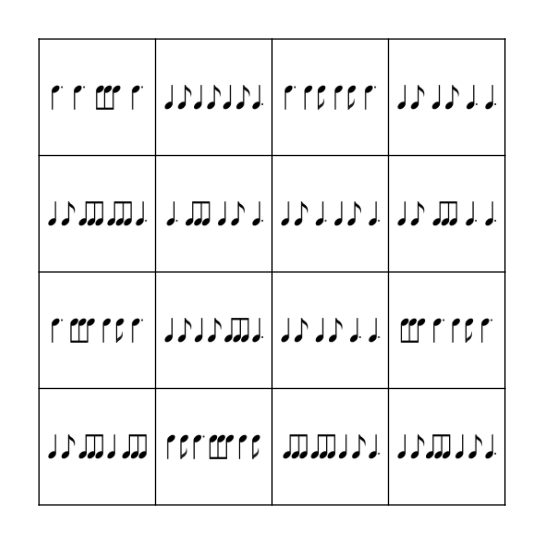 Rhythm Bingo 6/8 Bingo Card