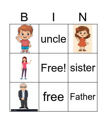 family members Bingo Card
