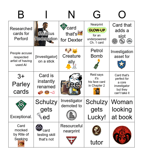 Investigator Decks Preview Season Bingo Card