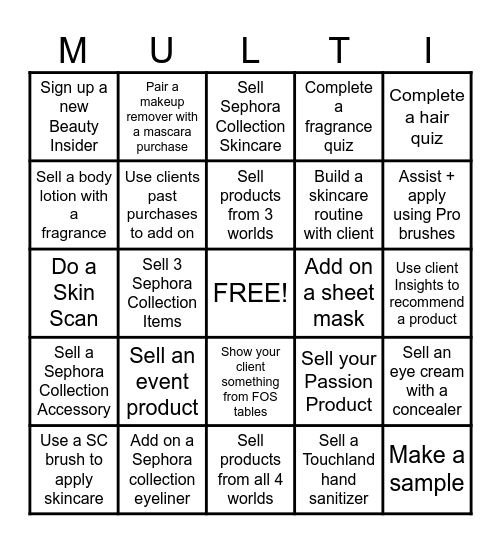Sephora Multi-World Bingo! Bingo Card