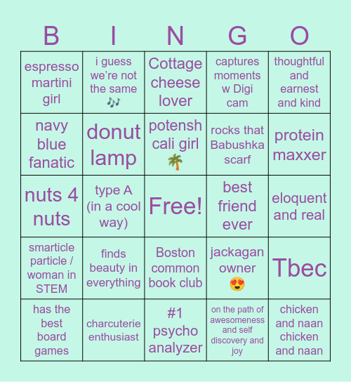 mel core Bingo Card