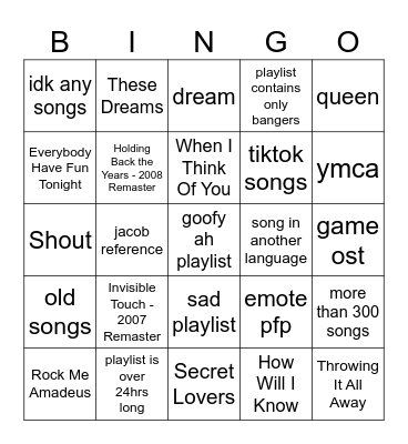 1985-1986 Bingo Card