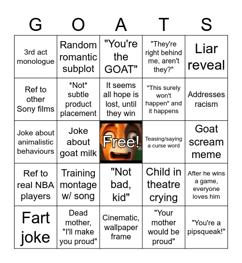 GOAT Bingo! Bingo Card