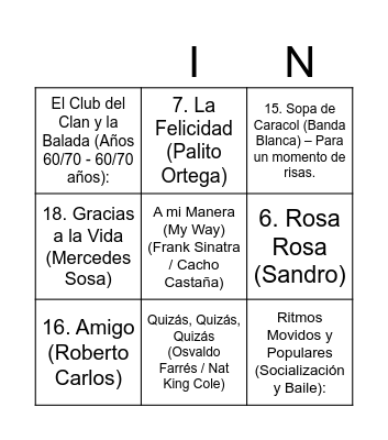 BINGO MUSICAL Bingo Card