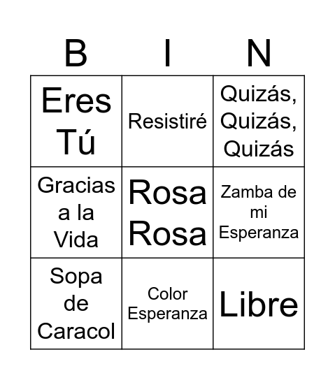 BINGO MUSICAL Bingo Card