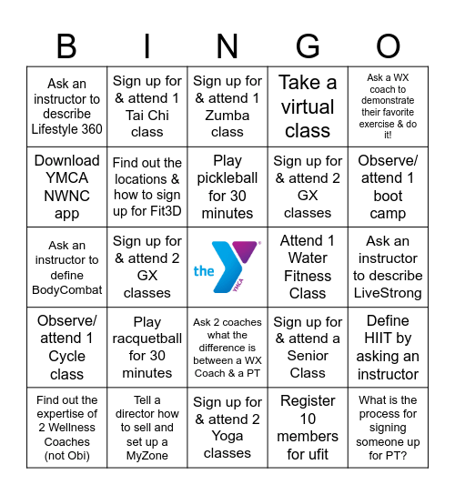Wellness Bingo Card