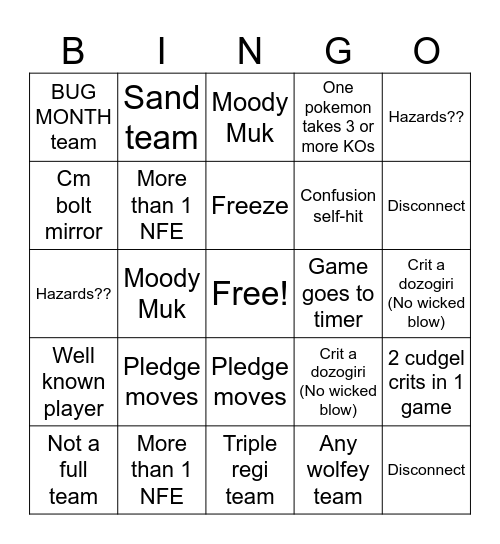 GC Bingo Card