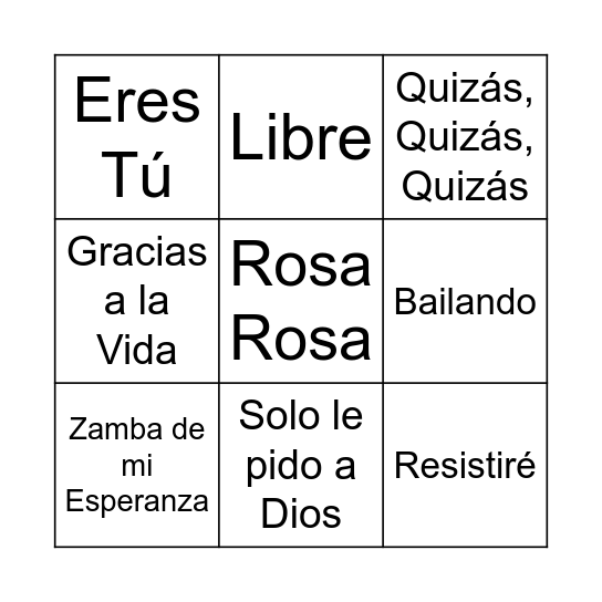 GIMNASIA MUSICAL Bingo Card