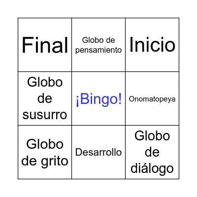 Las historietas Bingo Card