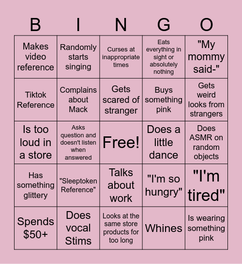 Bestie Bingo Card