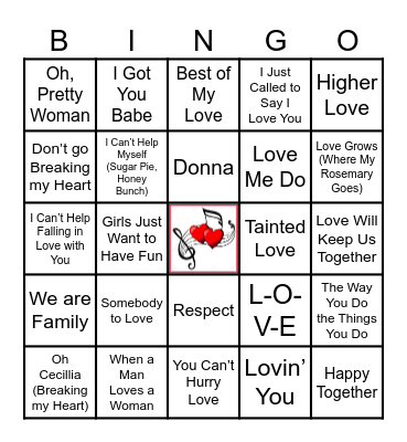 GALENTINE's MUSICAL Bingo Card