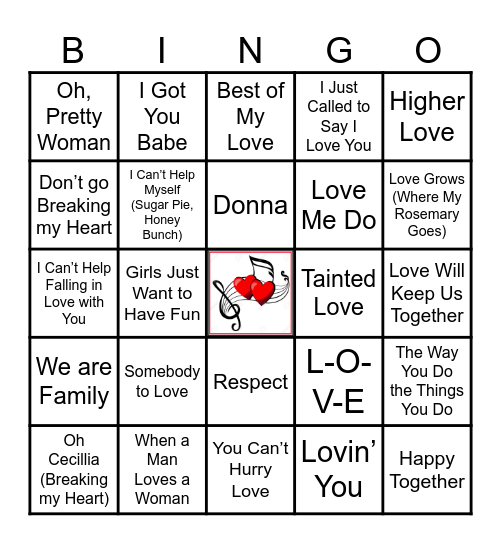 GALENTINE's MUSICAL Bingo Card