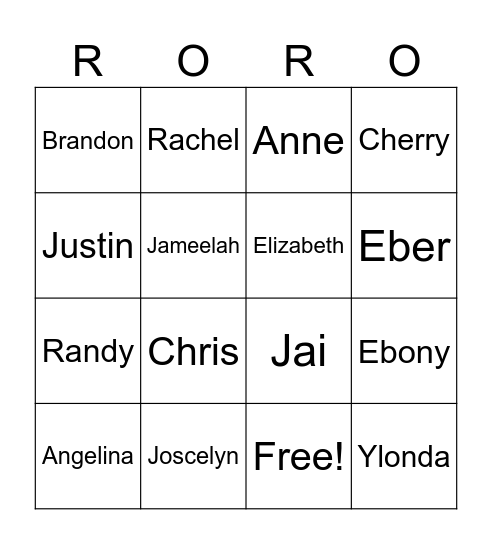 Participation Bingo Card