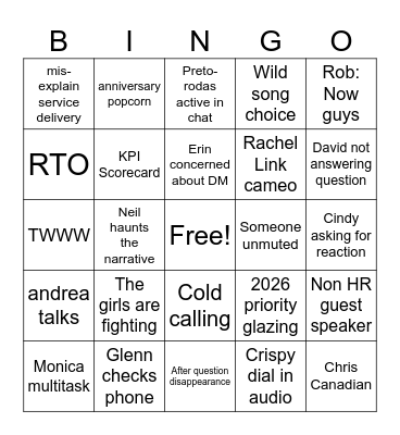 All Call March Bingo Card