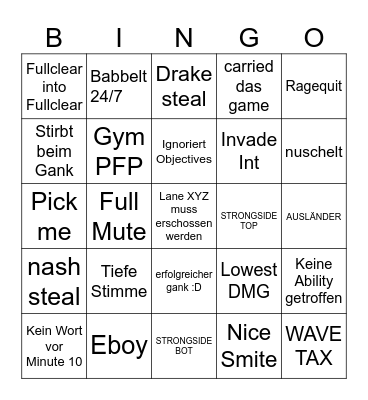 DSCHUNGELBINGO Card