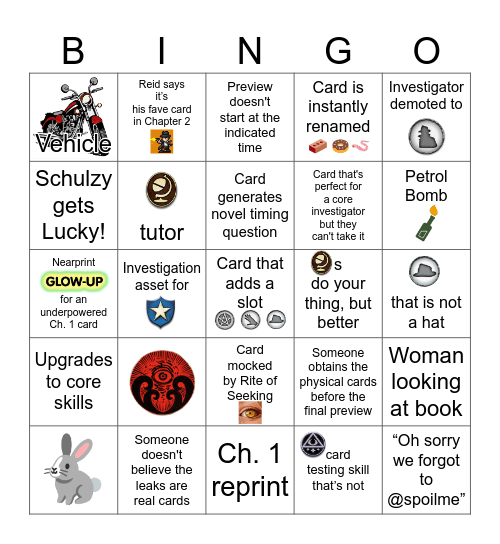 Investigator Decks Preview Season Bingo Card