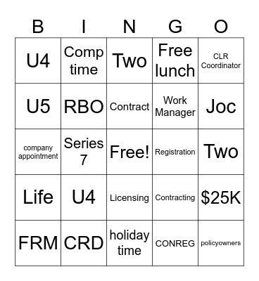 Week 2 CLR Onboarding Bingo Card